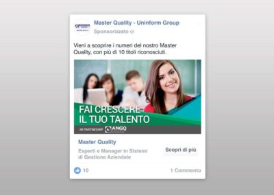 Ideazione e realizzazione del post per il Master della Uninform