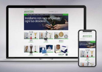 Realizzazione tecnica e studio del design del sito di e-commerce Agostini, coppe e targhe
