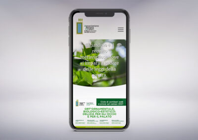 Visualizzazione mobile del sito per l'Associazione Italiana Curatori di Parchi, giardini e orti botanici