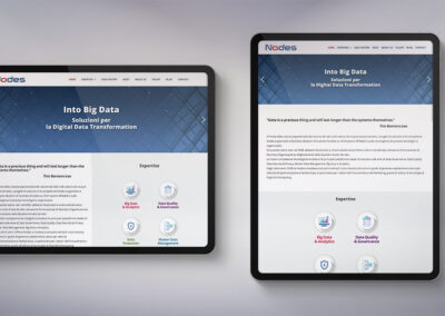 Visualizzazione tablet del sito di Nodes, società che si occupa di big data