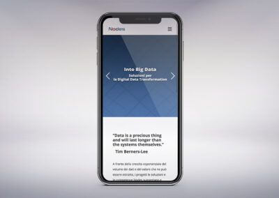 Visualizzazione mobile del sito di Nodes, società che si occupa di big data