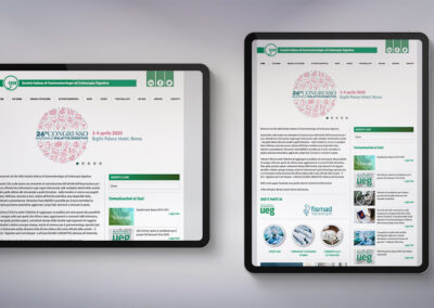 Visualizzazione tablet del sito SIGE, Società italiana di Gastroenterologia ed Endoscopia digestiva