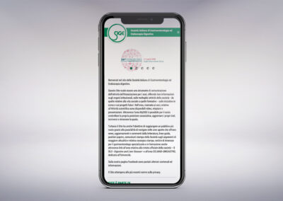 Visualizzazione tablet del sito SIGE, Società italiana di Gastroenterologia ed Endoscopia digestiva