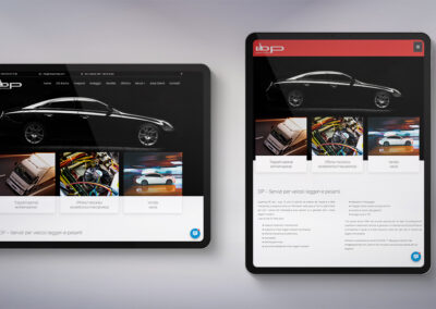 Visualizzazione tablet del sito Trasporti DP