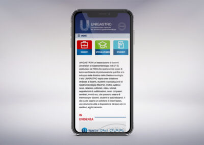 Visualizzazione mobile del sito Unigastro, associazione di medici gastroenterologi
