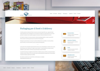 Pagina "Packaging per il food e il delivery" del sito per la tipografia Arti Grafiche La Moderna