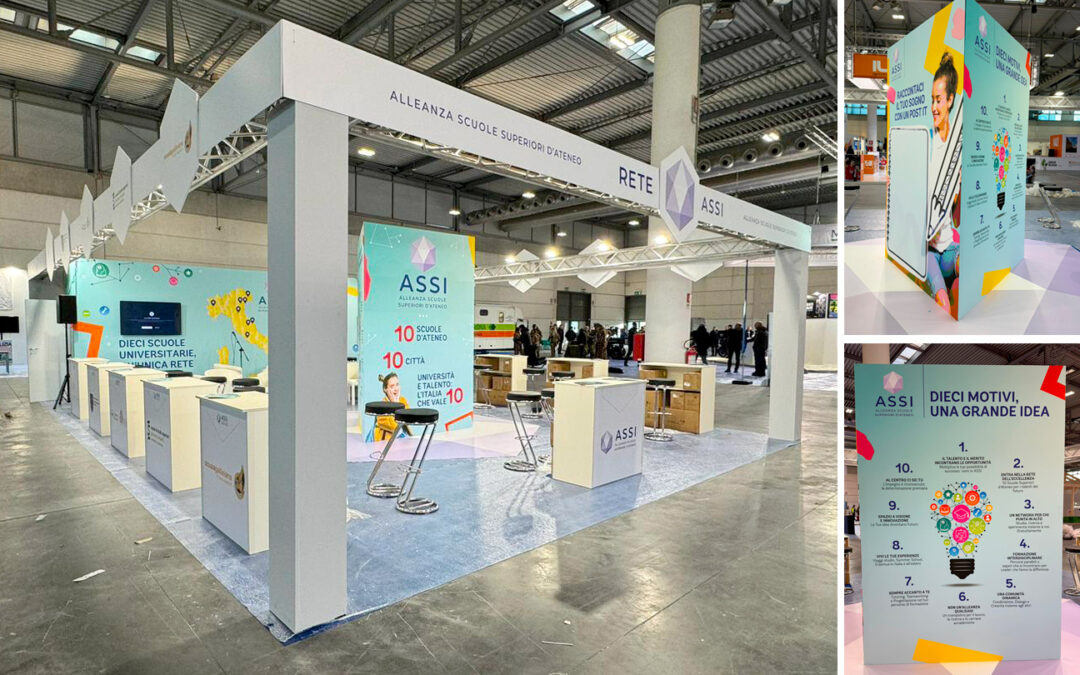 Realizzazione grafica dello stand per la rete ASSI di 10 università italiane